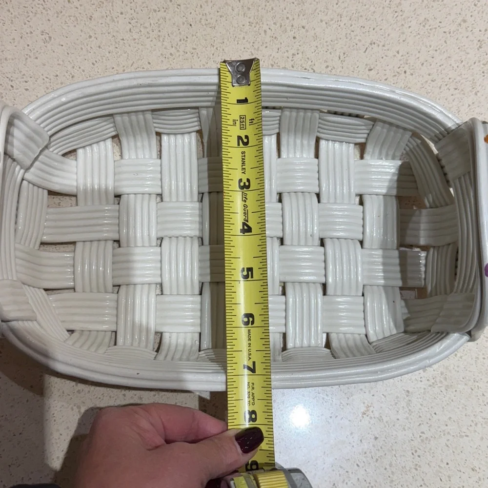 White Woven Basket with Floral Accents